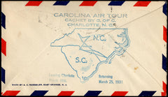 US 1931 Charlotte Air Tour Cover with C12 Signed by Col.  J. J. Grady and 6 Others