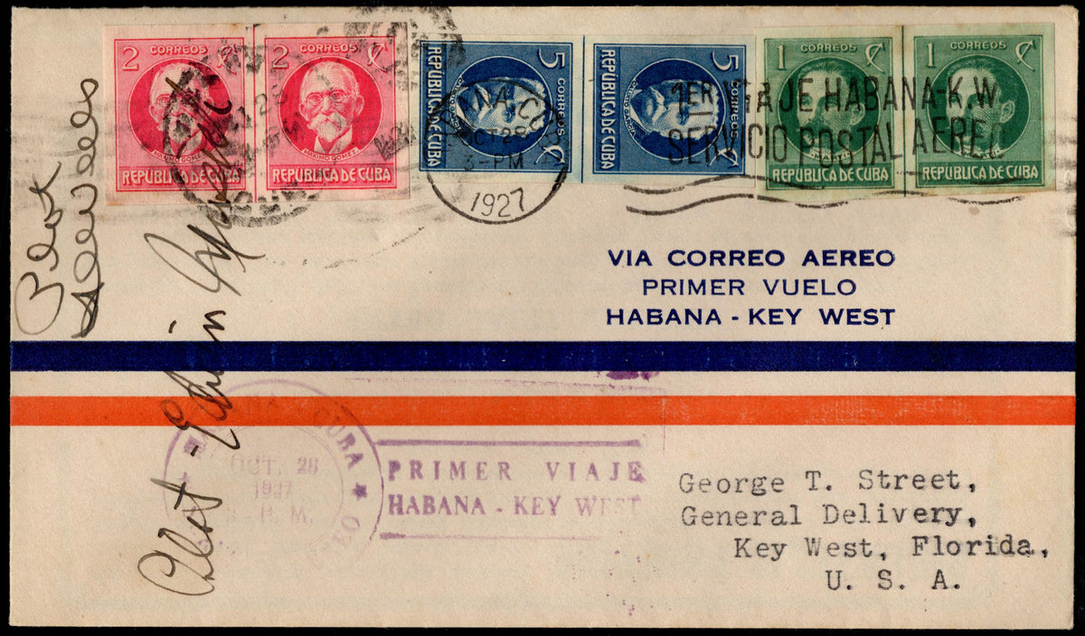 Cuba 1927 1st Flight  Havana, Cuba to Key West, FL Signed by Pilots Hugh Wells & Edwin Musick